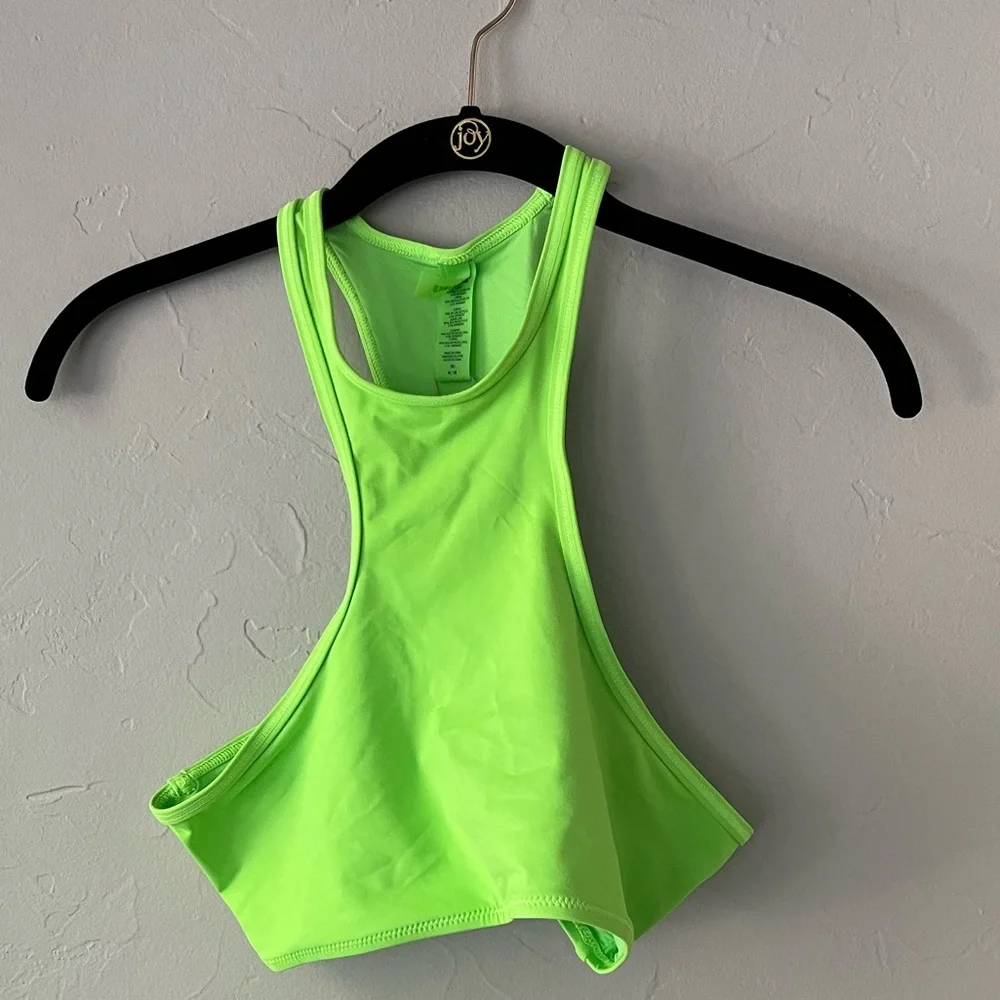 💚SKIMS SWIM HIGH NECK RACERBACK  BIKINI TOP IN NEON GREEN XXS XS M